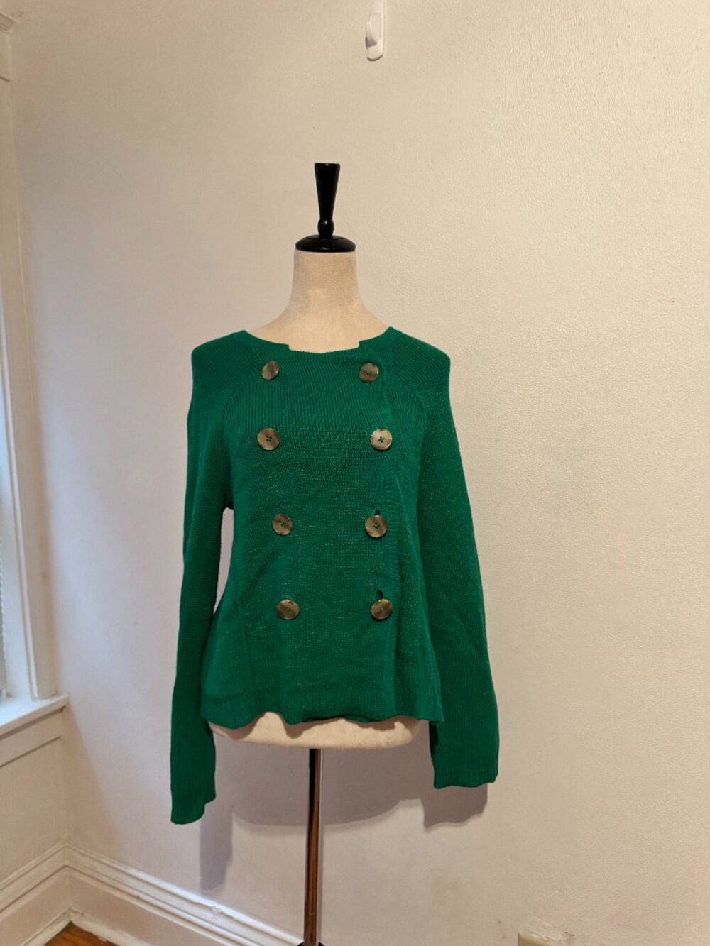 Kelly Green Button Cardigan Sweater – Fits S/M